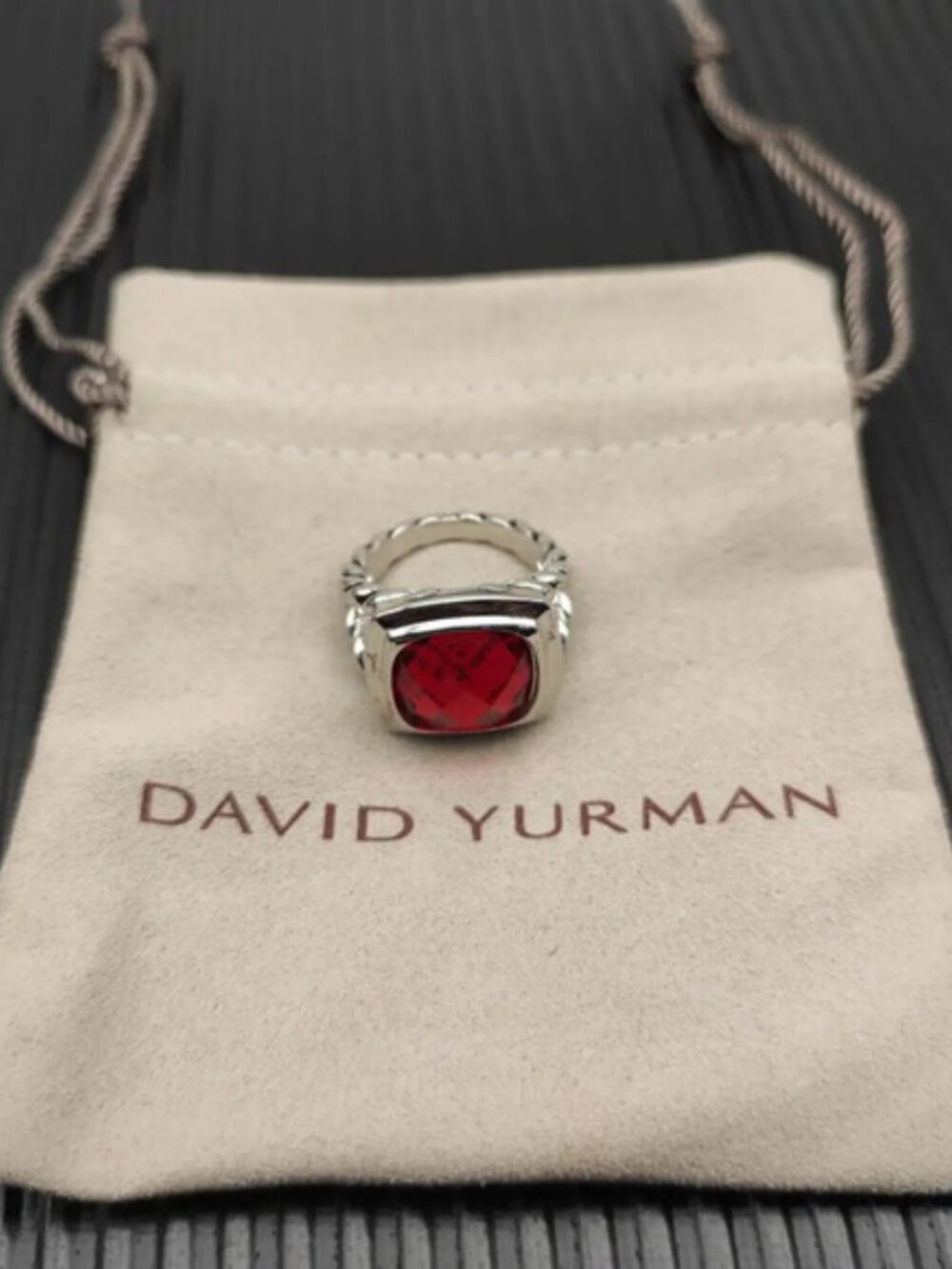 David Yurman Square Red Diamond Ring